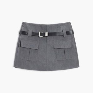 Modern Academia belted zippered mini skirt